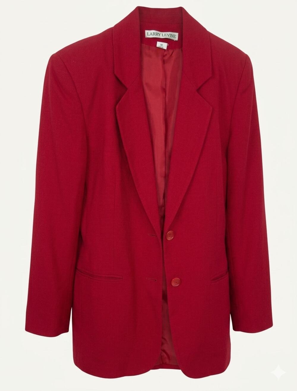Vintage Larry Levine Red Blazer Jacket Linen Blend Size 8